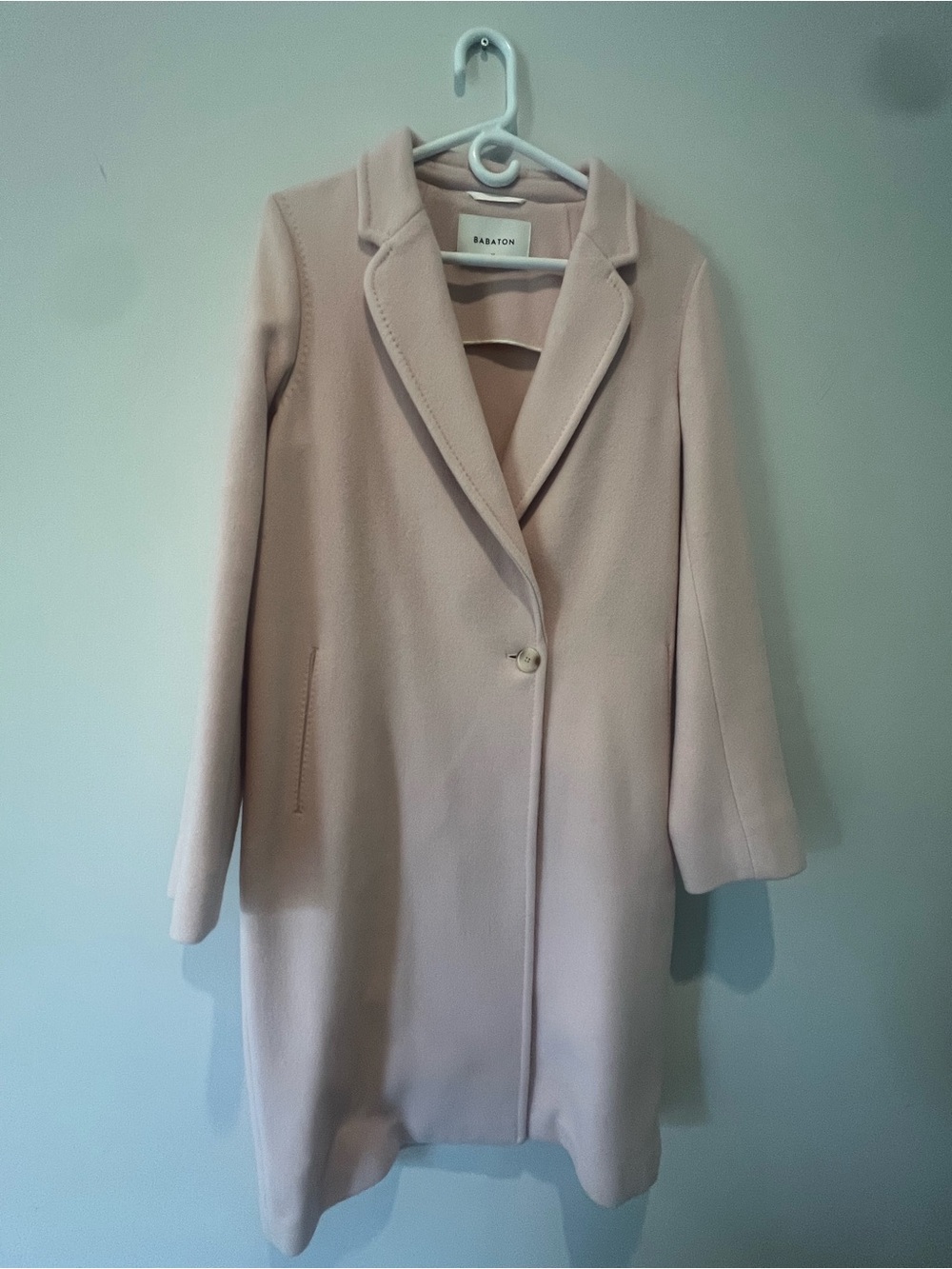 Aritzia Babaton Blush Single-Button Wool Trench Coat